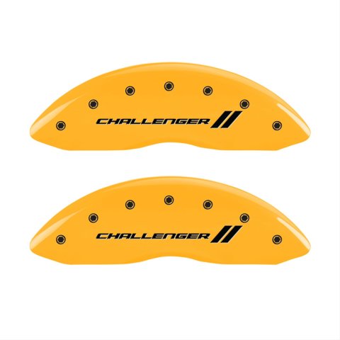 MGP 4 Caliper Covers Engraved F & R Stripes/Challenger Yellow Finish Black Char 2006 Dodge Charger