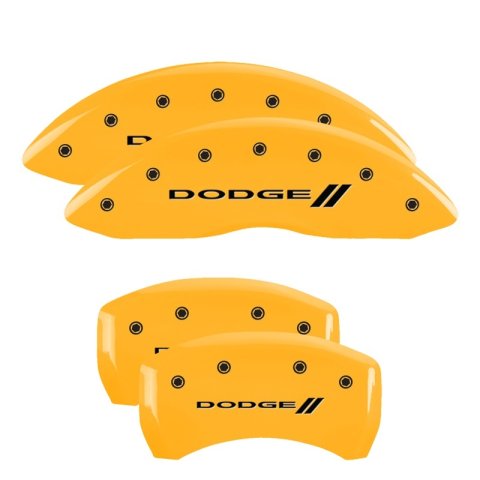 MGP 4 Caliper Covers Engraved Front & Rear Mopar Yellow Finish Black Char 2006 Dodge Charger thumbnail 6