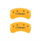 MGP 4 Caliper Covers Engraved F & R Cursive/Charger Yellow Finish Black Char 2006 Dodge Charger thumbnail 2