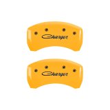 MGP 4 Caliper Covers Engraved F & R Cursive/Charger Yellow Finish Black Char 2006 Dodge Charger thumbnail 9