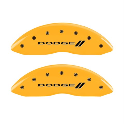 MGP 4 Caliper Covers Engraved F & R w/ Stripes/Dodge Yellow Finish Black Char 2008 Dodge Durango