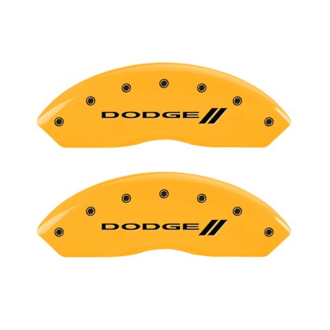 MGP 4 Caliper Covers Engraved F & R Stripes/Dodge Yellow Finish Black Char 2010 Dodge Nitro