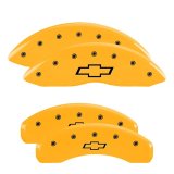 MGP 4 Caliper Covers Engraved Front & Rear Bowtie Yellow Finish Black Char 2004 Chevrolet SSR thumbnail 3