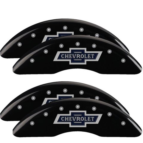 MGP 4 Caliper Covers Engraved F & R 100th Anniv Black Finish Silver Char 2019 Chevy Silverado 3500HD
