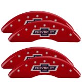 MGP 4 Caliper Covers Engraved F & R 100th Anniv Red Finish Silver Char 2019 Chevy Silverado 3500 HD thumbnail 4