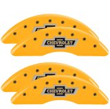 MGP 4 Caliper Covers Engraved F & R 100th Anniv Yellow Finish Black Char 2019 Chevy Silverado 2500HD thumbnail 3