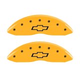 MGP 2 Caliper Covers Engraved Front Bowtie Yellow Finish Blk Char 05 Chevy Silverado 1500 thumbnail 3