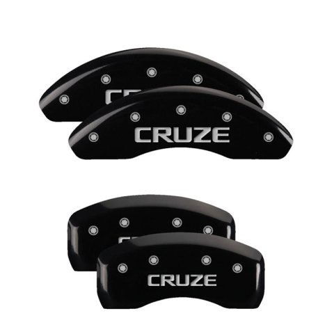 MGP 4 Caliper Covers Engraved Front & Rear Cruze Black Finish Silver Char 2017 Chevrolet Cruze thumbnail 3