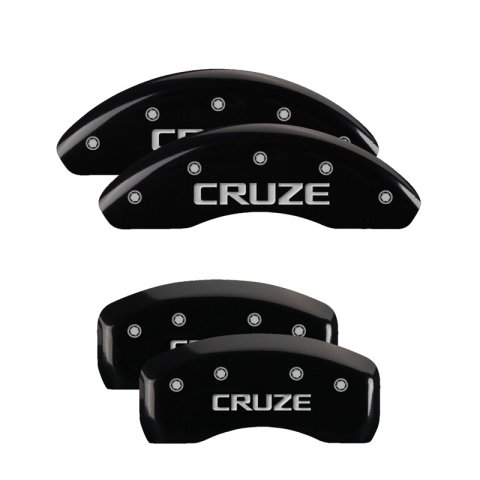 MGP 4 Caliper Covers Engraved Front & Rear Cruze Black Finish Silver Char 2017 Chevrolet Cruze thumbnail 5