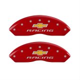 MGP 4 Caliper Covers Engraved Front & Rear Chevy Racing Red Finish Silver Char 2017 Chevrolet Camaro thumbnail 1