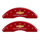 MGP 4 Caliper Covers Engraved Front & Rear Chevy Racing Red Finish Silver Char 2016 Chevrolet Camaro thumbnail 1