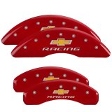 MGP 4 Caliper Covers Engraved Front & Rear Chevy Racing Red Finish Silver Char 2016 Chevrolet Camaro thumbnail 3