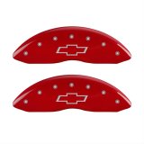 MGP 4 Caliper Covers Engraved Front & Rear Bowtie Red Finish Silver Char 2014 Chevrolet Express 2500 thumbnail 2