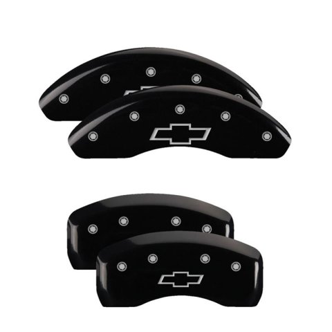 MGP 4 Caliper Covers Engraved Front & Rear Bowtie Black Finish Silver Char 2019 Chevrolet Malibu thumbnail 3