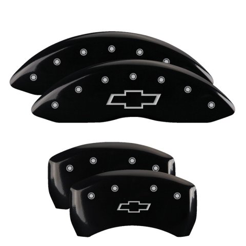 MGP 4 Caliper Covers Engraved Front & Rear Bowtie Black Finish Silver Char 2019 Chevrolet Malibu thumbnail 4