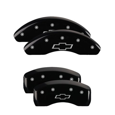 MGP 4 Caliper Covers Engraved Front & Rear Bowtie Black Finish Silver Char 2019 Chevrolet Malibu thumbnail 5
