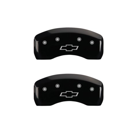MGP 4 Caliper Covers Engraved Front & Rear Bowtie Black Finish Silver Char 2019 Chevrolet Malibu thumbnail 9