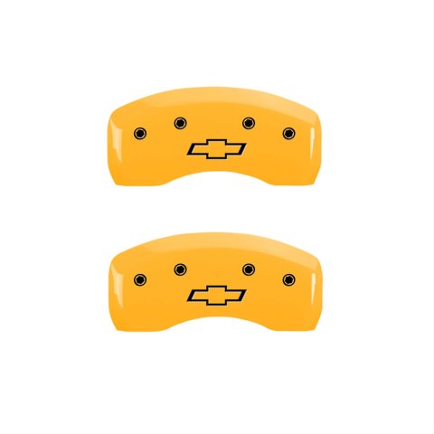 MGP 4 Caliper Covers Engraved Front & Rear Bowtie Yellow Finish Black Char 2019 Chevrolet Malibu thumbnail 2