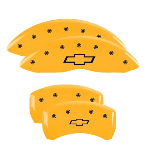 MGP 4 Caliper Covers Engraved Front & Rear Bowtie Yellow Finish Black Char 2019 Chevrolet Malibu thumbnail 6