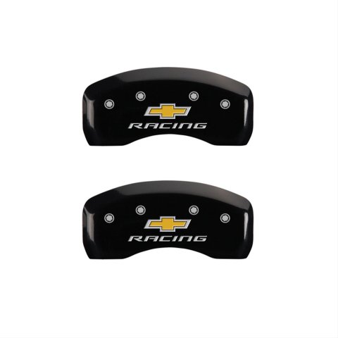 MGP 4 Caliper Covers Engraved F & R Chevy Racing Black Finish Silver Char 2019 Chevrolet Malibu thumbnail 1