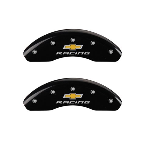 MGP 4 Caliper Covers Engraved F & R Chevy Racing Black Finish Silver Char 2019 Chevrolet Malibu thumbnail 4