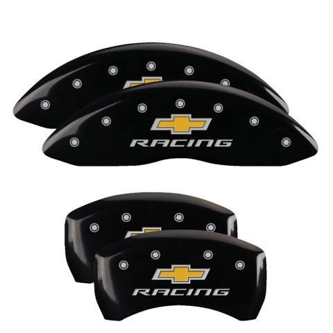 MGP 4 Caliper Covers Engraved F & R Chevy Racing Black Finish Silver Char 2019 Chevrolet Malibu thumbnail 5