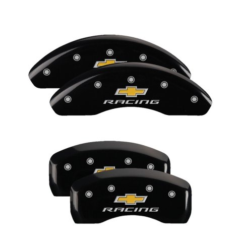 MGP 4 Caliper Covers Engraved F & R Chevy Racing Black Finish Silver Char 2019 Chevrolet Malibu thumbnail 6