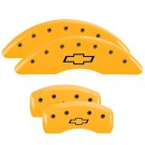MGP 4 Caliper Covers Engraved Front & Rear Bowtie Yellow Finish Black Char 2019 Chevrolet Traverse thumbnail 2
