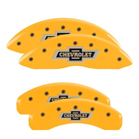 MGP 4 Caliper Covers Engraved F & R 100th Anniv Yellow Finish Black Char 2019 Chevy Silverado 1500 thumbnail 2