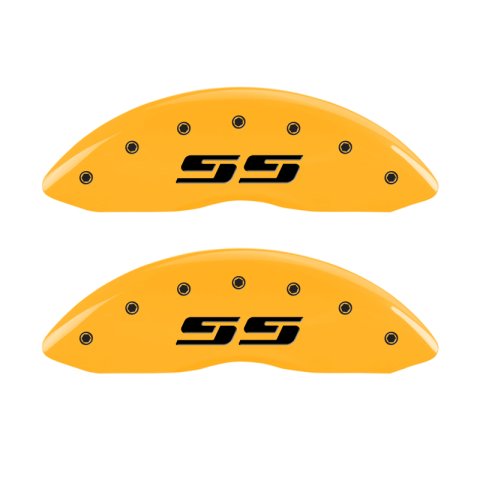 MGP 4 Caliper Covers Engraved Front & Rear MGP Yellow Finish Black Char 2011 Audi A6 Quattro