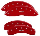 MGP 4 Caliper Covers Engraved Front & Rear MGP Red Finish Silver Char 2019 Nissan Armada thumbnail 4