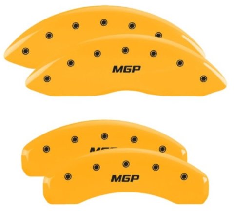 MGP 4 Caliper Covers Engraved Front & Rear MGP Yellow Finish Black Char 2019 Nissan Armada thumbnail 4