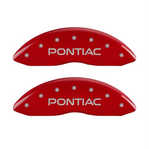 MGP 4 Caliper Covers Engraved Front Pontiac Rear Arrow Red Finish Silver Char 04 Pontiac Bonneville