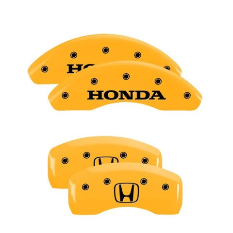 MGP 4 Caliper Covers Engraved Front Honda Rear H Logo Yellow Finish Black Char 2018 Honda Accord thumbnail 1