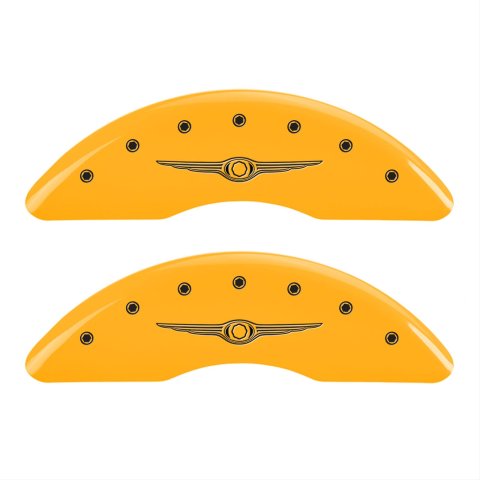 MGP 4 Caliper Covers Engraved F & R Chrysler Wing Yellow Finish Black Char 2004 Chrysler Pacifica thumbnail 1