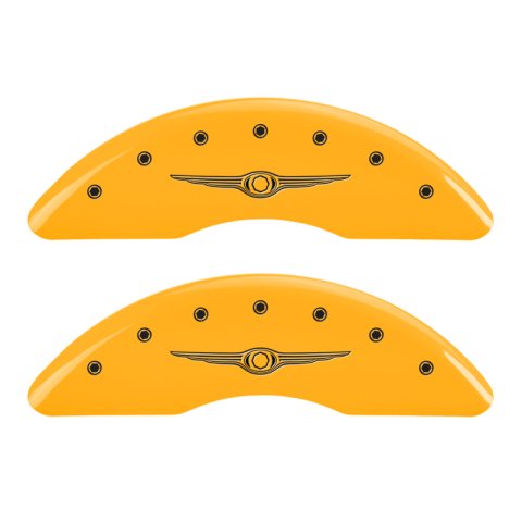 MGP 4 Caliper Covers Engraved F & R Chrysler Wing Yellow Finish Black Char 2004 Chrysler Pacifica thumbnail 4
