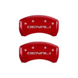 MGP 4 Caliper Covers Engraved Front & Rear Denali Red Finish Silver Char 2019 GMC Arcadia thumbnail 1