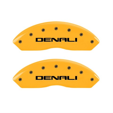 MGP 4 Caliper Covers Engraved Front & Rear Denali Yellow Finish Black Char 2017 GMC Acadia