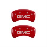 MGP 4 Caliper Covers Engraved Front & Rear GMC Red Finish Silver Char 2019 GMC Arcadia thumbnail 2