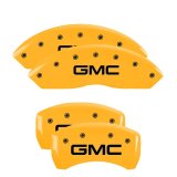MGP 4 Caliper Covers Engraved Front & Rear GMC Yellow Finish Black Char 2019 GMC Arcadia thumbnail 4