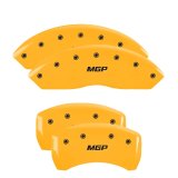 MGP 4 Caliper Covers Engraved Front & Rear MGP Yellow Finish Black Char 2019 GMC Arcadia thumbnail 6