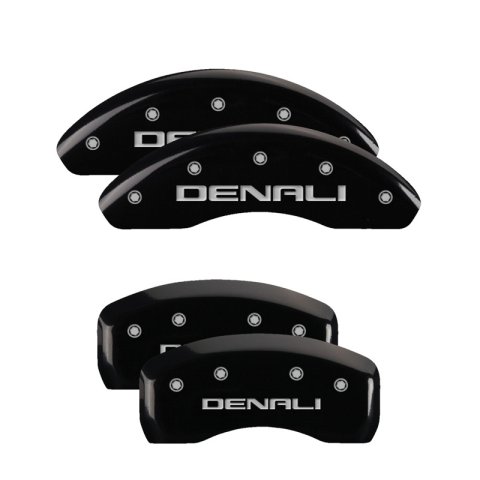 MGP 4 Caliper Covers Engraved Front & Rear Denali Black Finish Silver Char 2018 GMC Terrain thumbnail 2