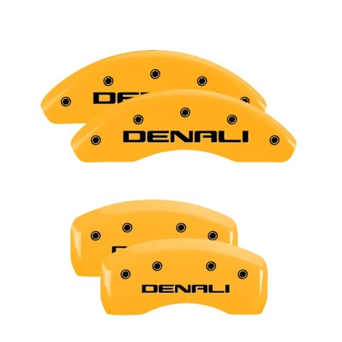 MGP 4 Caliper Covers Engraved Front & Rear Denali Yellow Finish Black Char 2018 GMC Terrain thumbnail 3