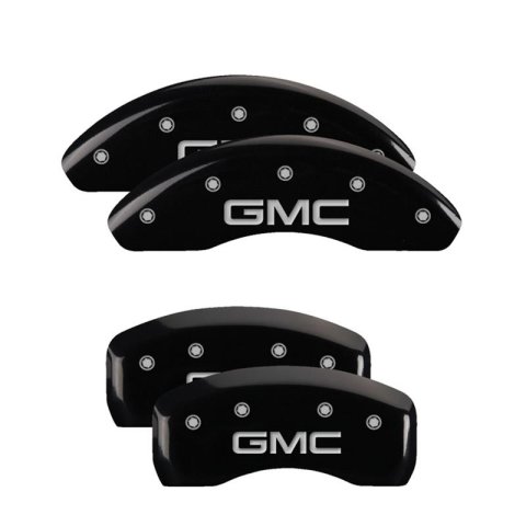 MGP 4 Caliper Covers Engraved Front & Rear GMC Black Finish Silver Char 2019 GMC Terrain thumbnail 1