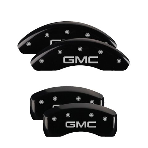 MGP 4 Caliper Covers Engraved Front & Rear GMC Black Finish Silver Char 2019 GMC Terrain thumbnail 3