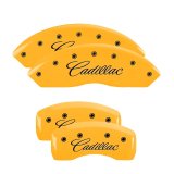 MGP 4 Caliper Covers Engraved F & R Cursive/Cadillac Yellow Finish Black Char 2006 Cadillac SRX thumbnail 4