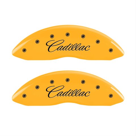 MGP 4 Caliper Covers Engraved F & R Cursive/Cadillac Yellow Finish Black Char 2010 Cadillac SRX thumbnail 1