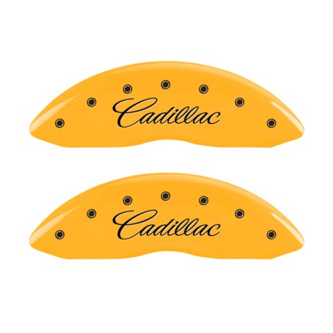 MGP 4 Caliper Covers Engraved F & R Cursive/Cadillac Yellow Finish Black Char 2010 Cadillac SRX thumbnail 7