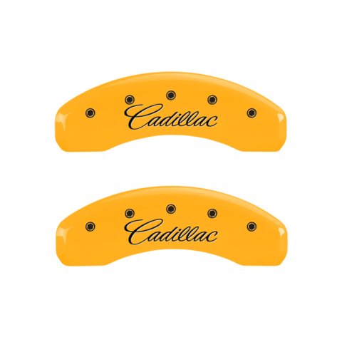 MGP 4 Caliper Covers Engraved F & R Cursive/Cadillac Yellow Finish Black Char 2010 Cadillac SRX thumbnail 9