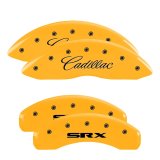 MGP 4 Caliper Covers Engraved Front Cadillac Rear SRX Yellow Finish Black Char 2010 Cadillac SRX thumbnail 5